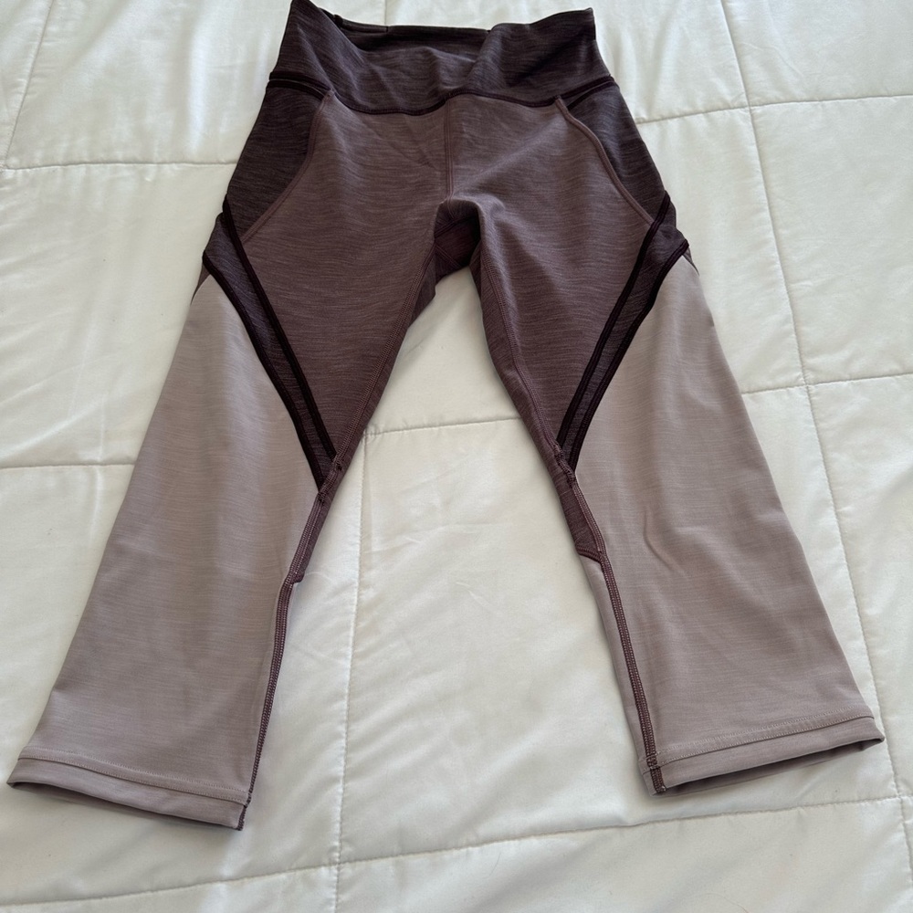 Lululemon Early Extension High Rise Crop Leggings Heathered Mauve Color